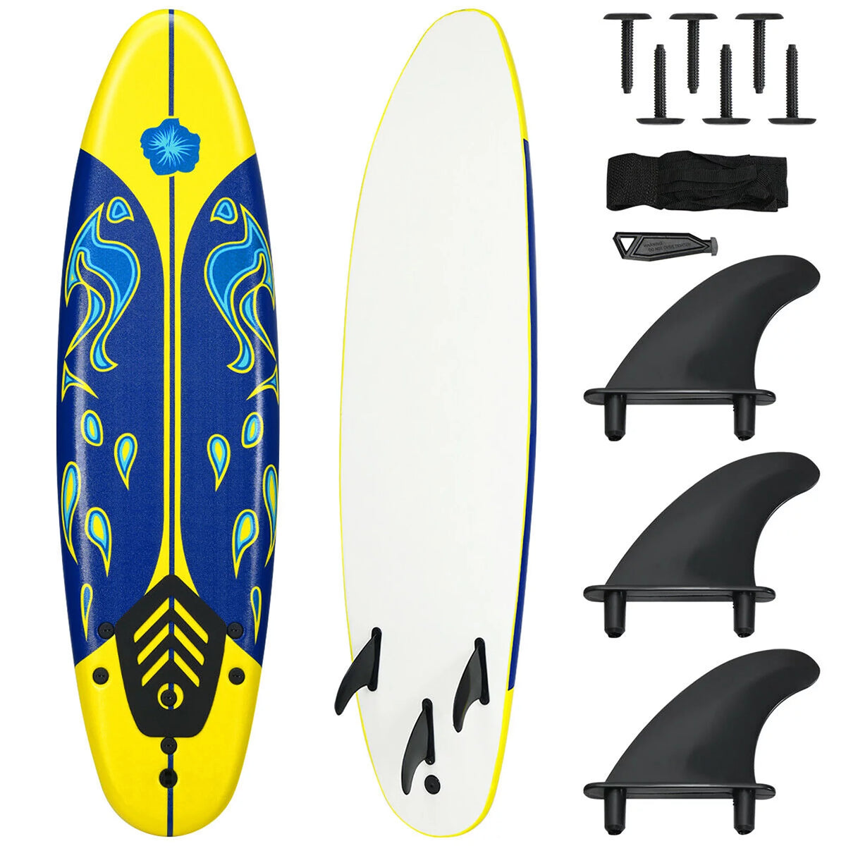 Surfboard Foamie Body Surfing Board with Fins & Leash S326641