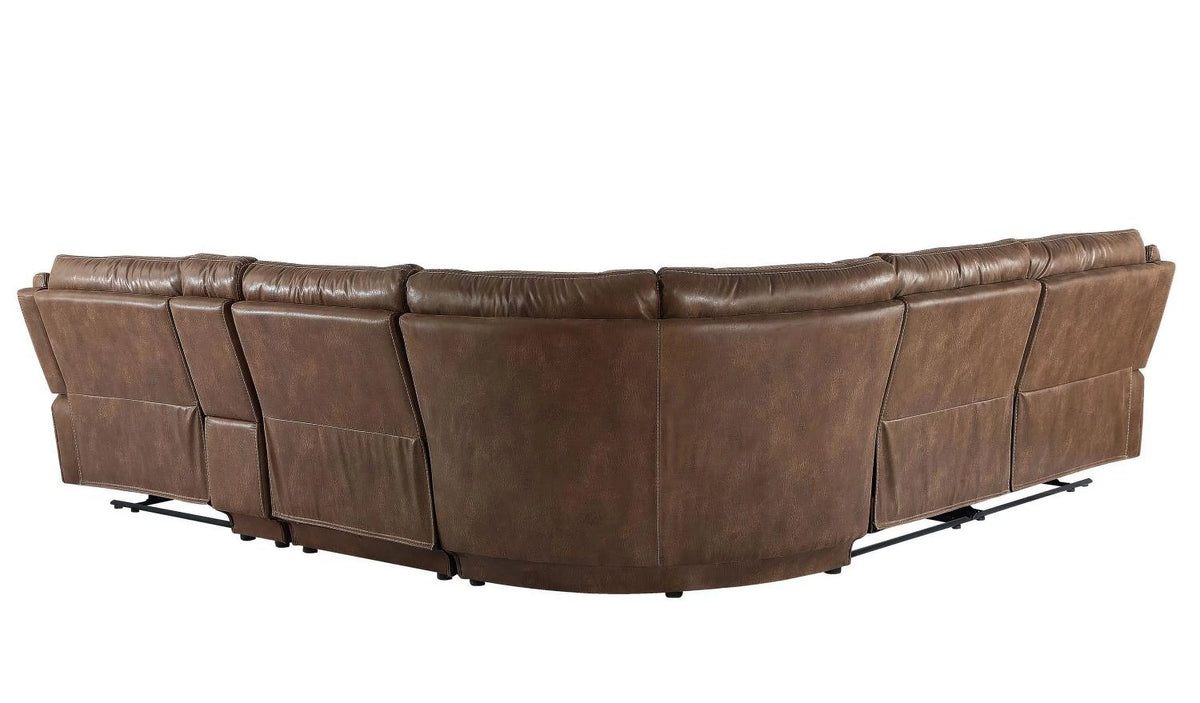 Cocoa Brown Faux Leather 6-Piece Reclining Sectional S870463