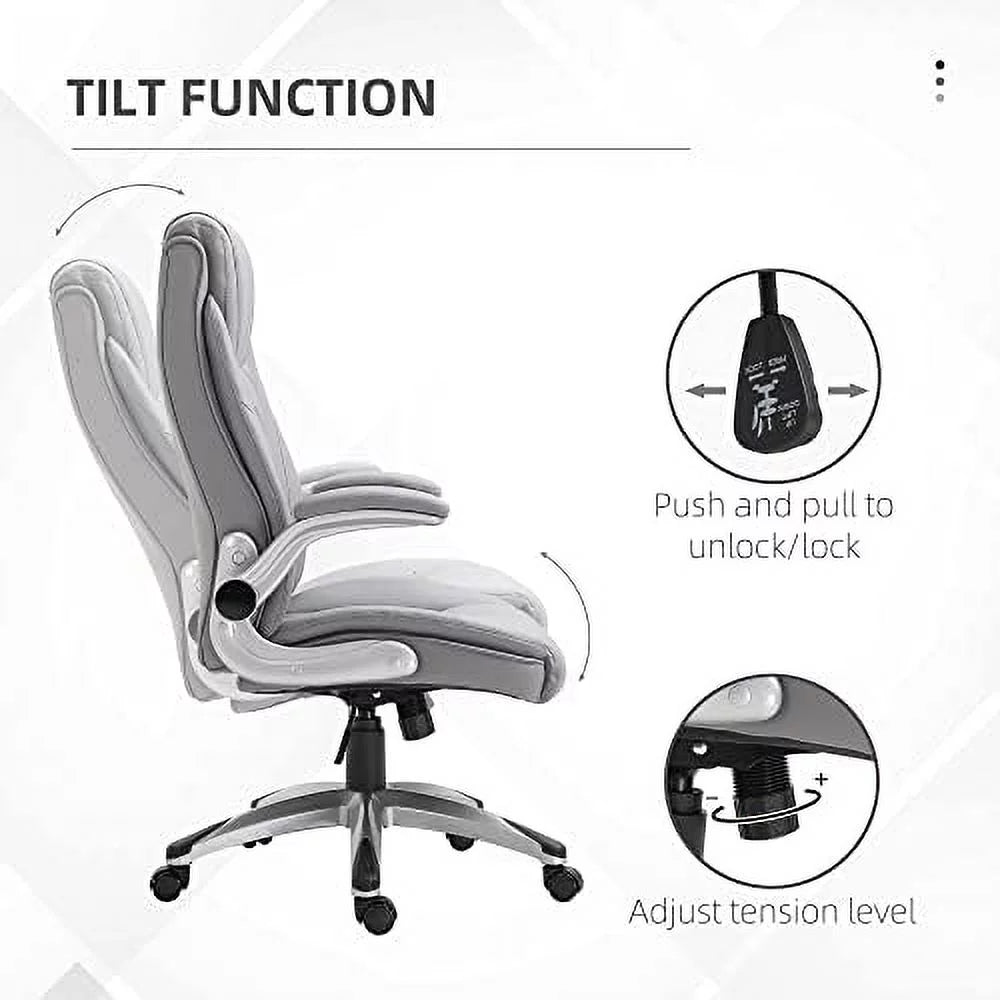 Grey Faux Leather Ergonomic Home Office Chair W271204