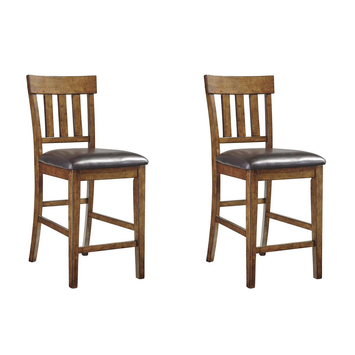 Set of 2 Counter Height Faux Leather Seat Barstool T72624