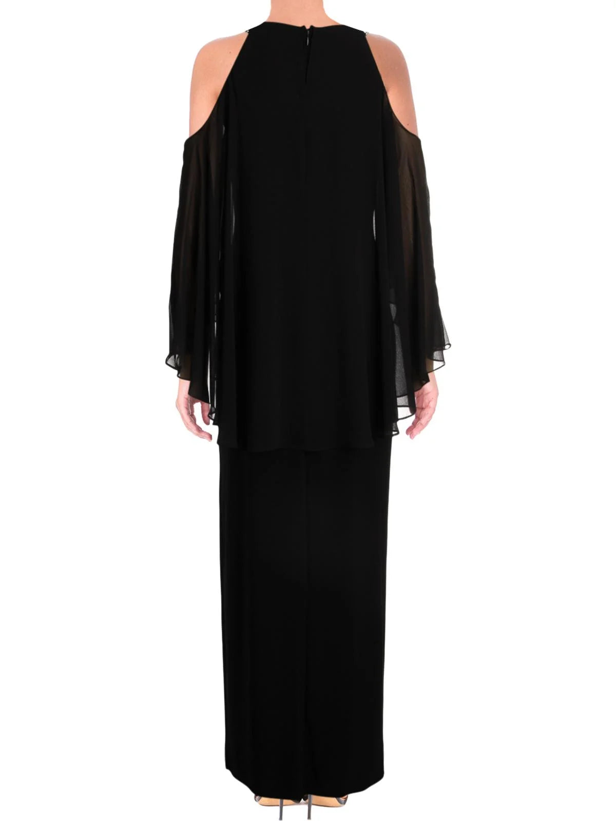 Beaded Cold-Shoulder Gown P482015