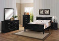 4pc Twin Size Bed Set Dresser Mirror Nightstand Black Wooden I935