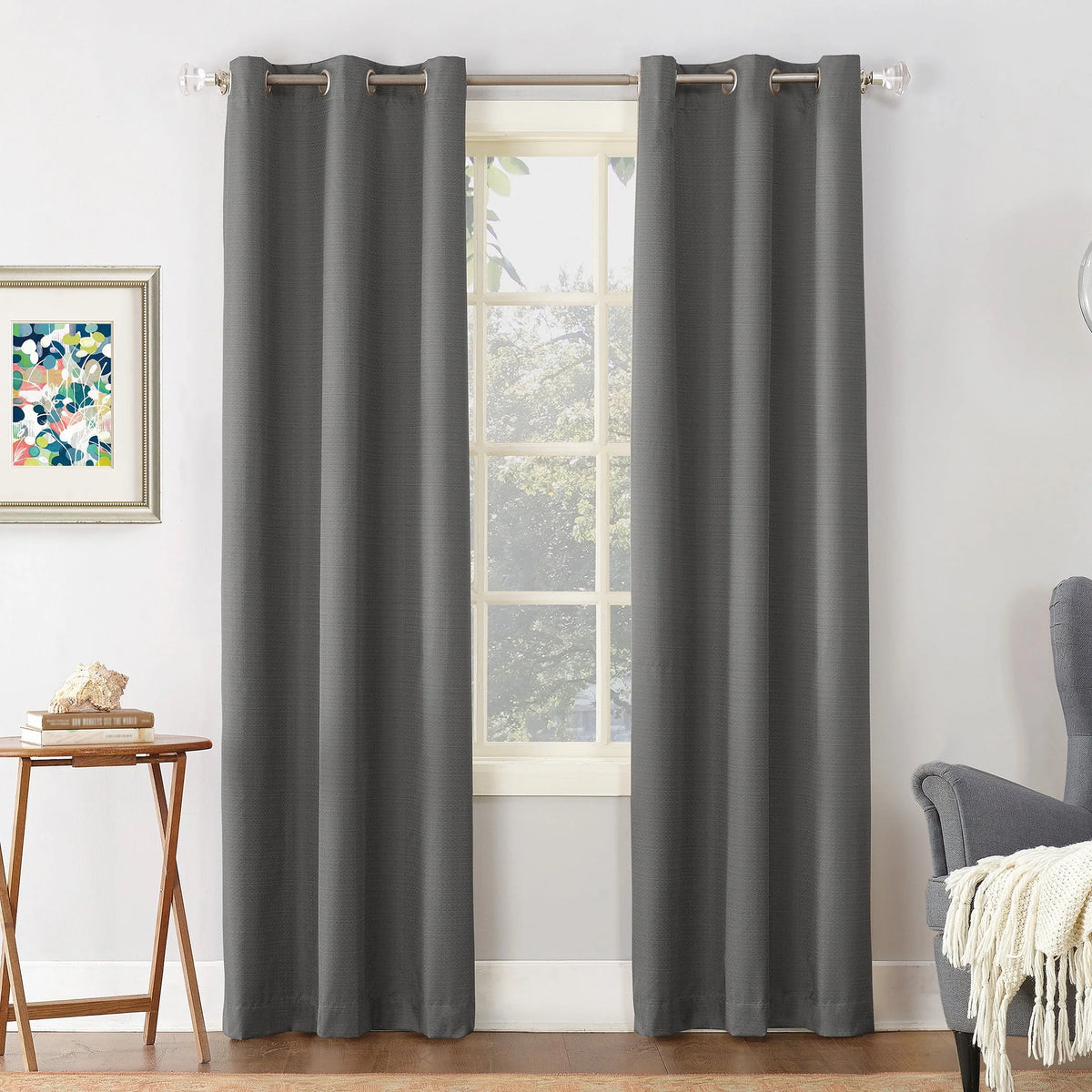 White 40x84 Thermal-Lined Blackout Grommet Curtain Panel Y535