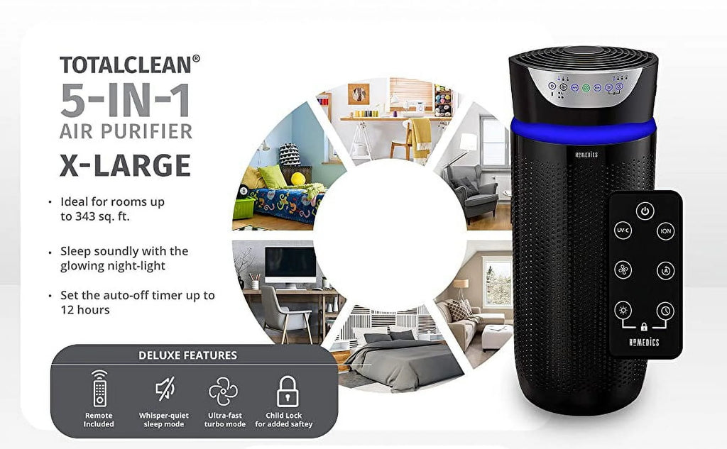 White HEPA UV-C 5-in-1 Tower Air Purifier L440