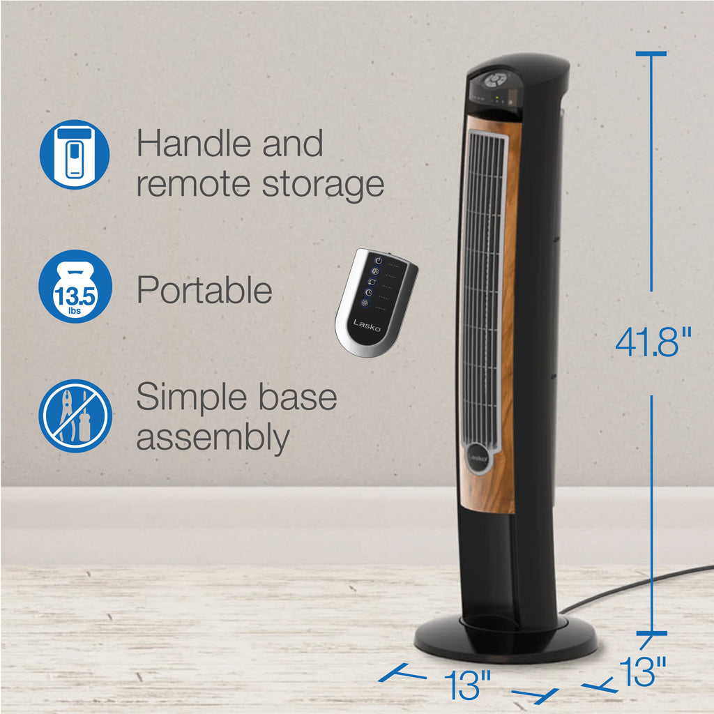 Black Brown Tower Fan with Remote Control I61412