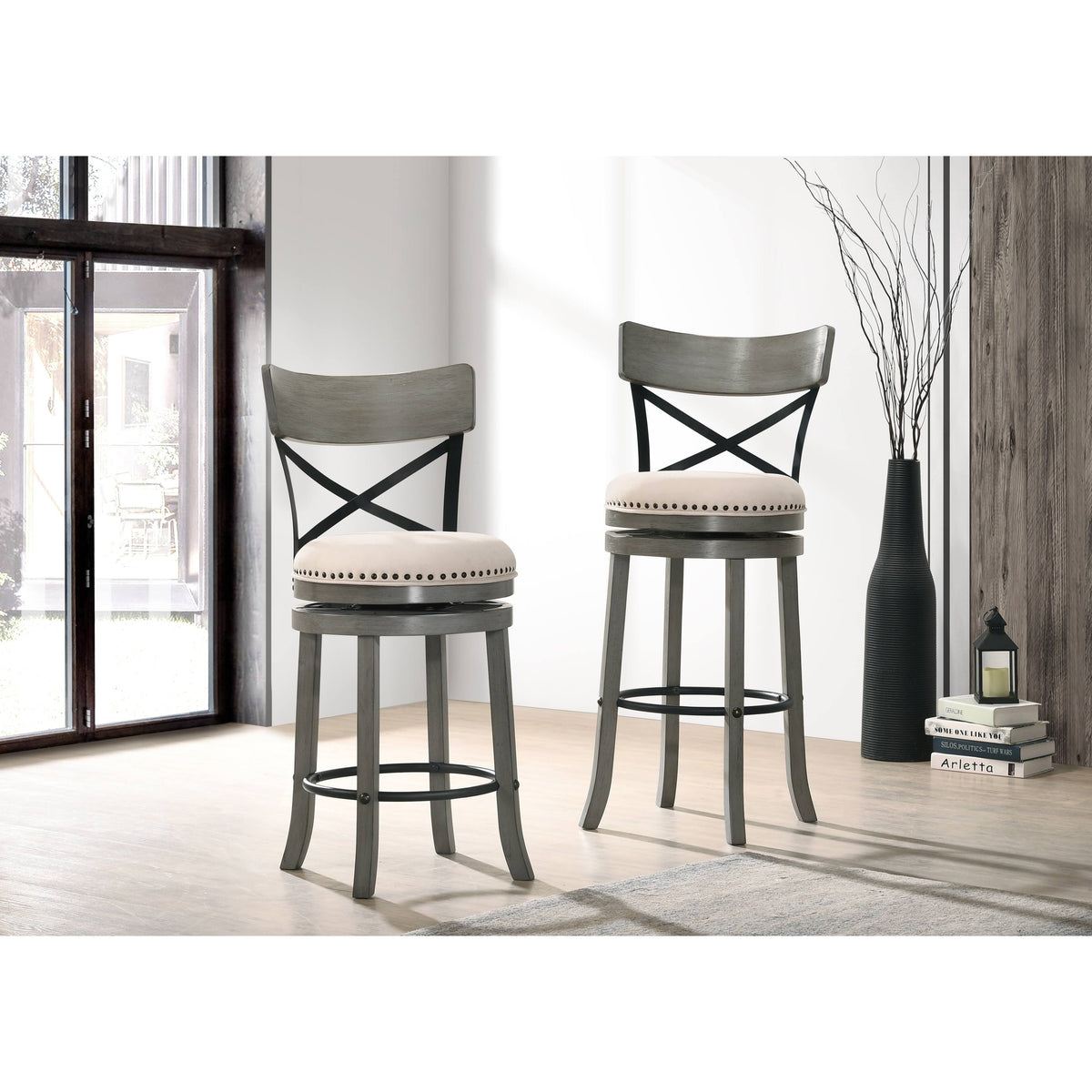 Set of 2 Swivel Barstools M389