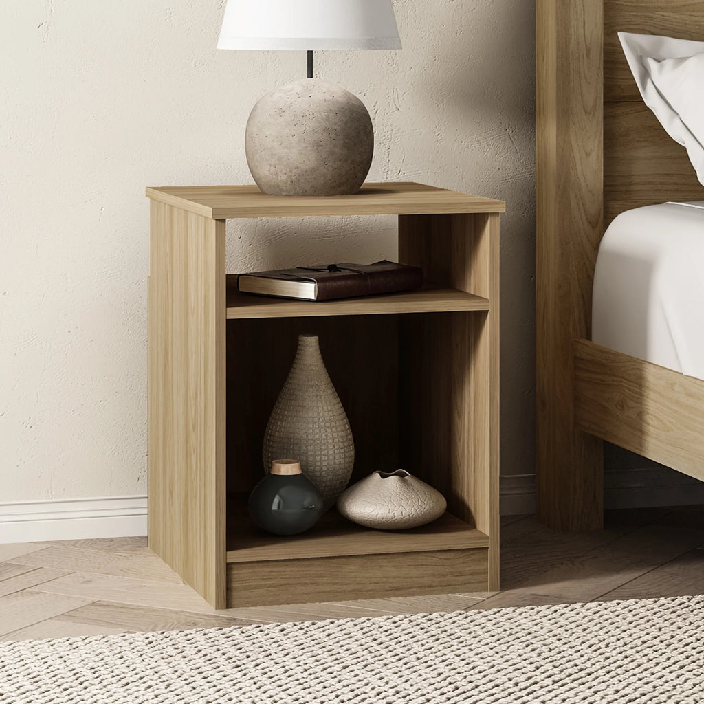 White Open Shelf Nightstand V7619