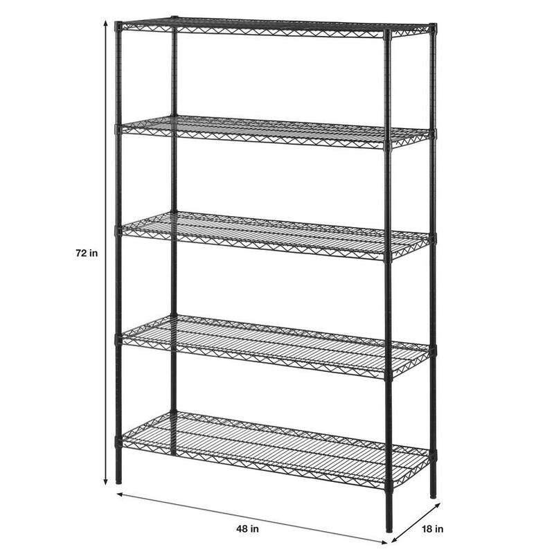 Black 5-Tier Heavy Duty Steel Wire Shelving Unit I89295