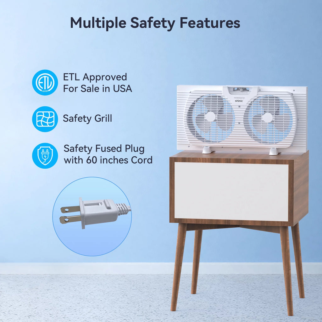 9 3-Speed Twin Window Fan with Removable Bug Screen, White E6926