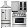 36 in. Natural Gas Range, Range Hood, Refrigerator, Dishwasher & Wine Cooler Y6960
