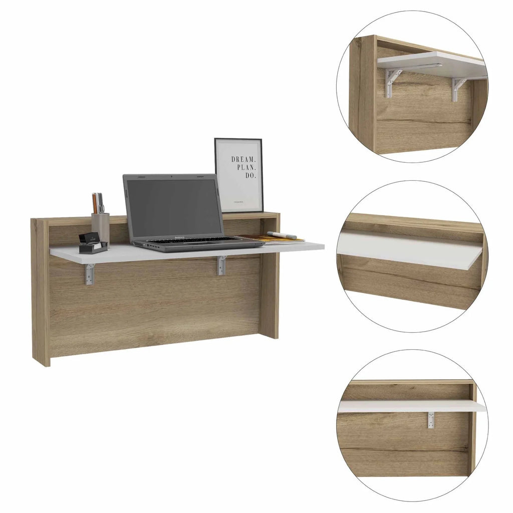 White Natural Folding Floating Desk E2381