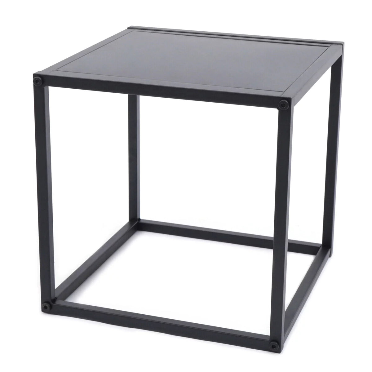 2Pcs Modern Square Metal Coffee Table Side Table End Table Matt Black K93737
