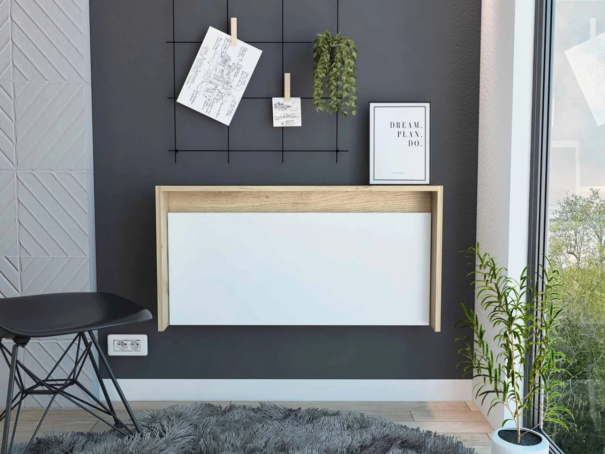 White Natural Folding Floating Desk E2381