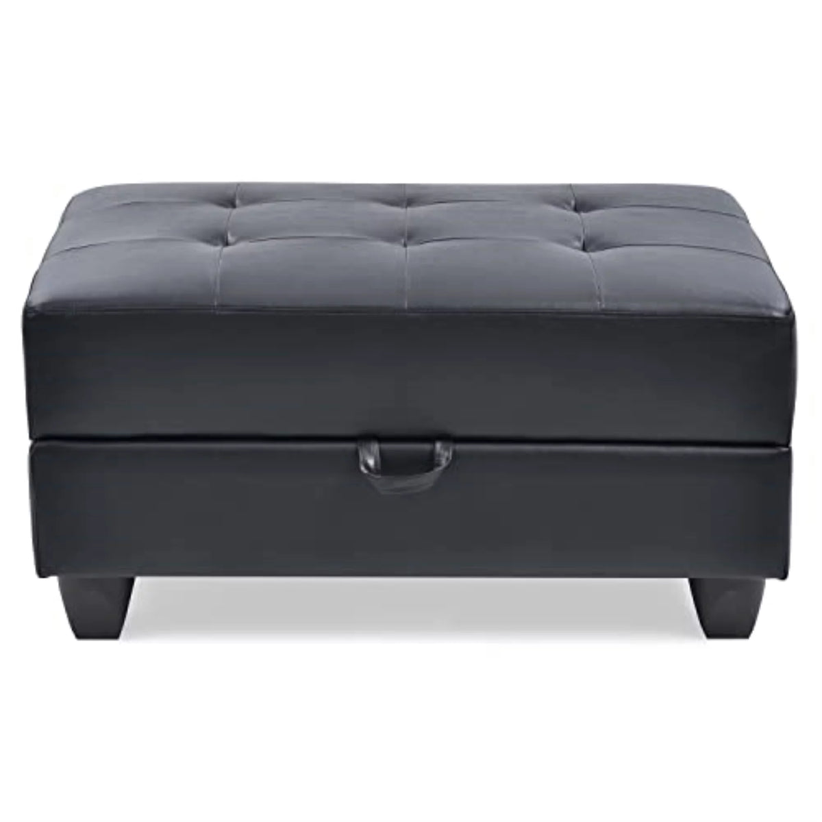 Black Faux Leather Ottoman A285947