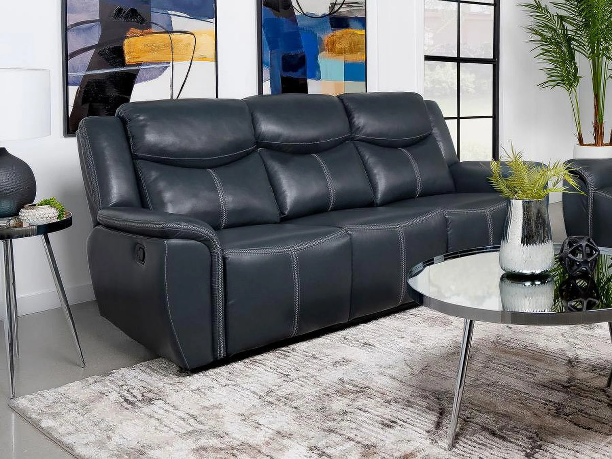 Blue Reclining Sofa with Drop Down Table T74201