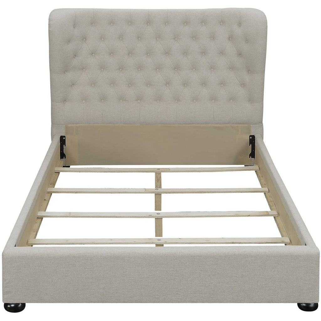 Beige Upholstered Platform Bed J8314