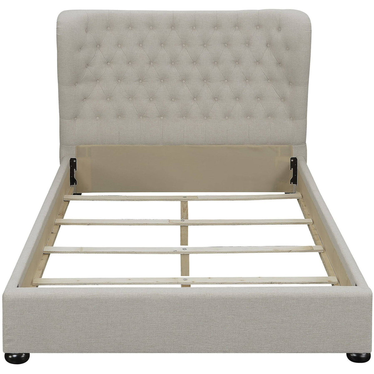 Beige Upholstered Platform Bed J8314