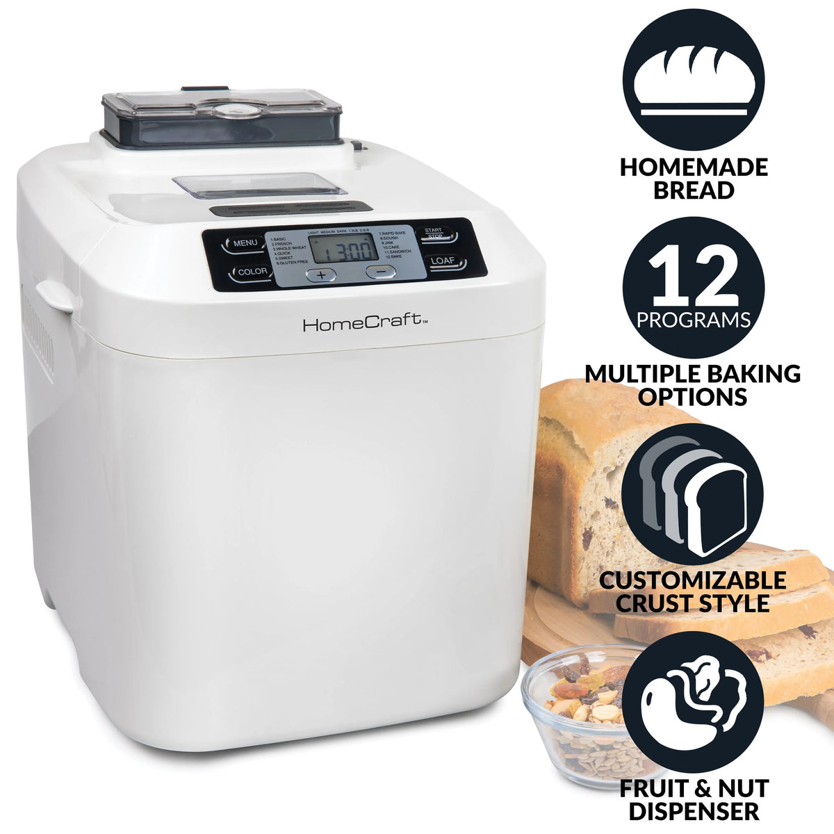 Programmable 2 Lb. Breadmaker with Auto Fruit & Nut Dispenser W4646