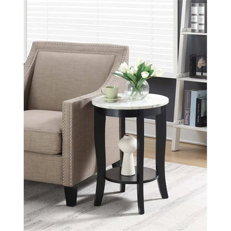 White Faux Marble Round End Table G870
