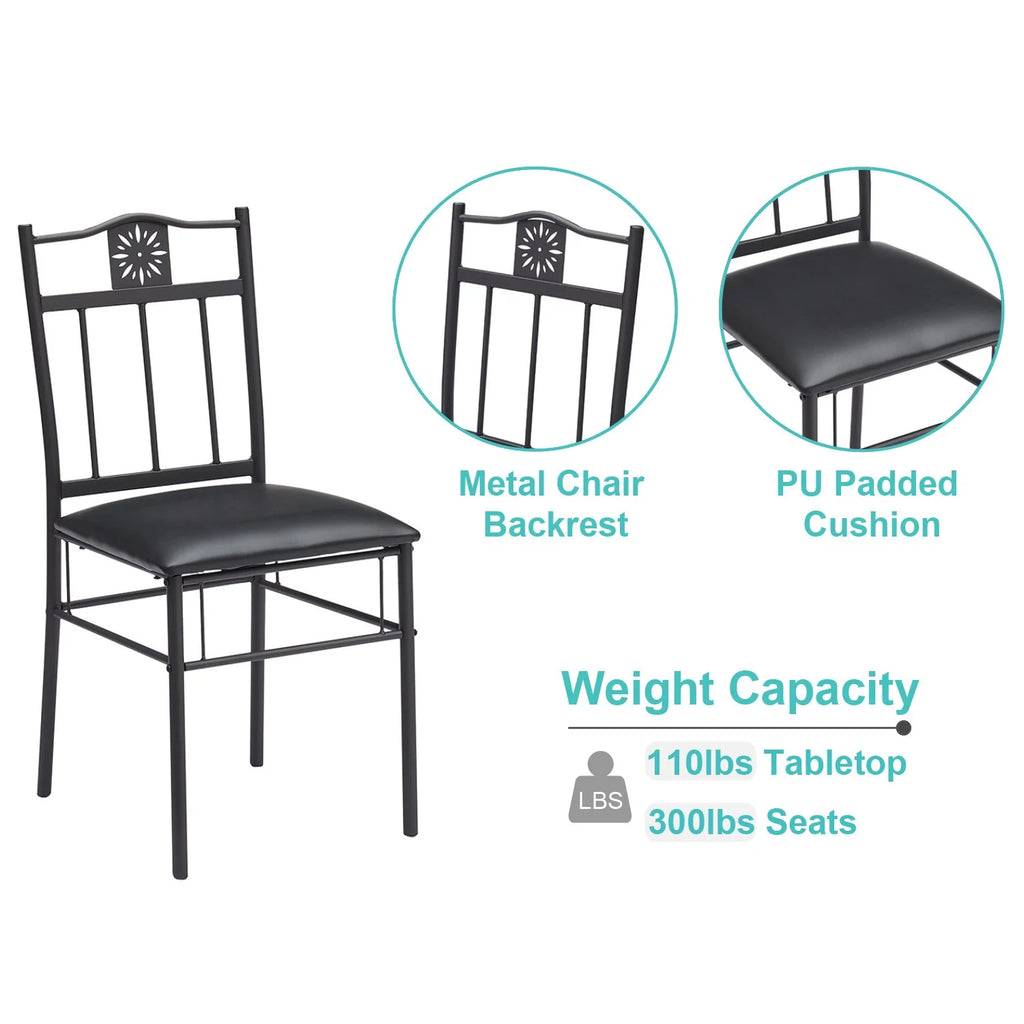 3-Piece Dining Table Set with 2 Black Chairs S8278