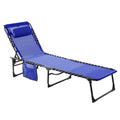 Blue 4-Fold Outdoor Chaise Lounge Chair with Pillow Y9404