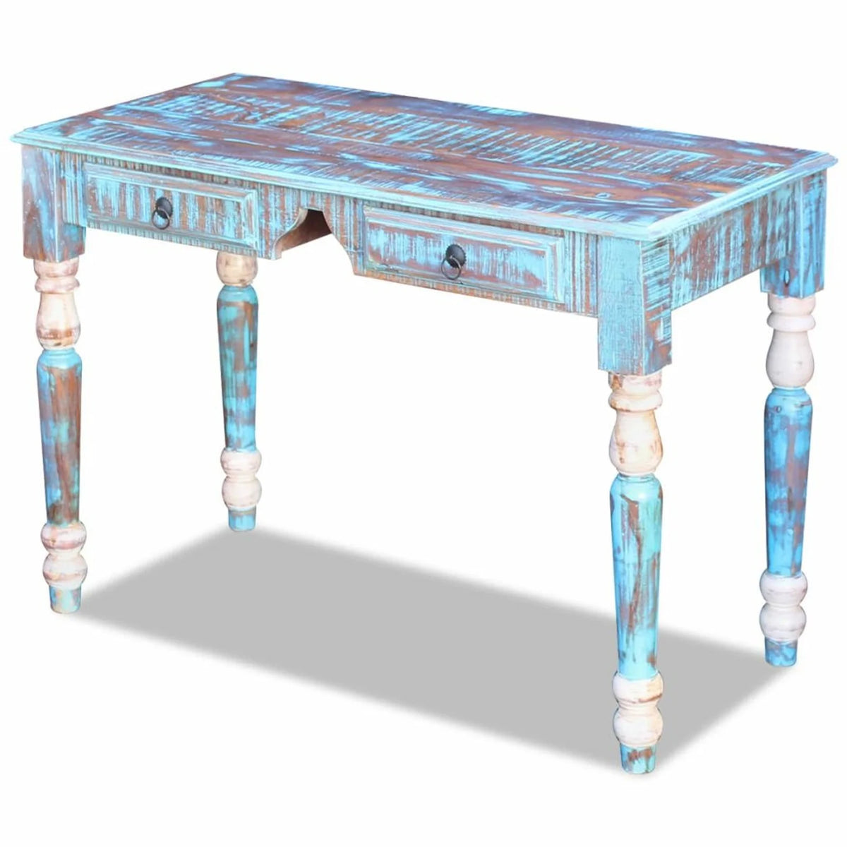 Retro Desk with 2 Storage Drawers Reclaimed Wood Writing Desk S97920