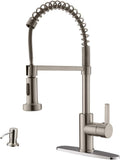 Black Kitchen Faucet, Commercial Single Handle One Hole Sus304 Stainless Steel Pull Down Faucet Matte Black K101