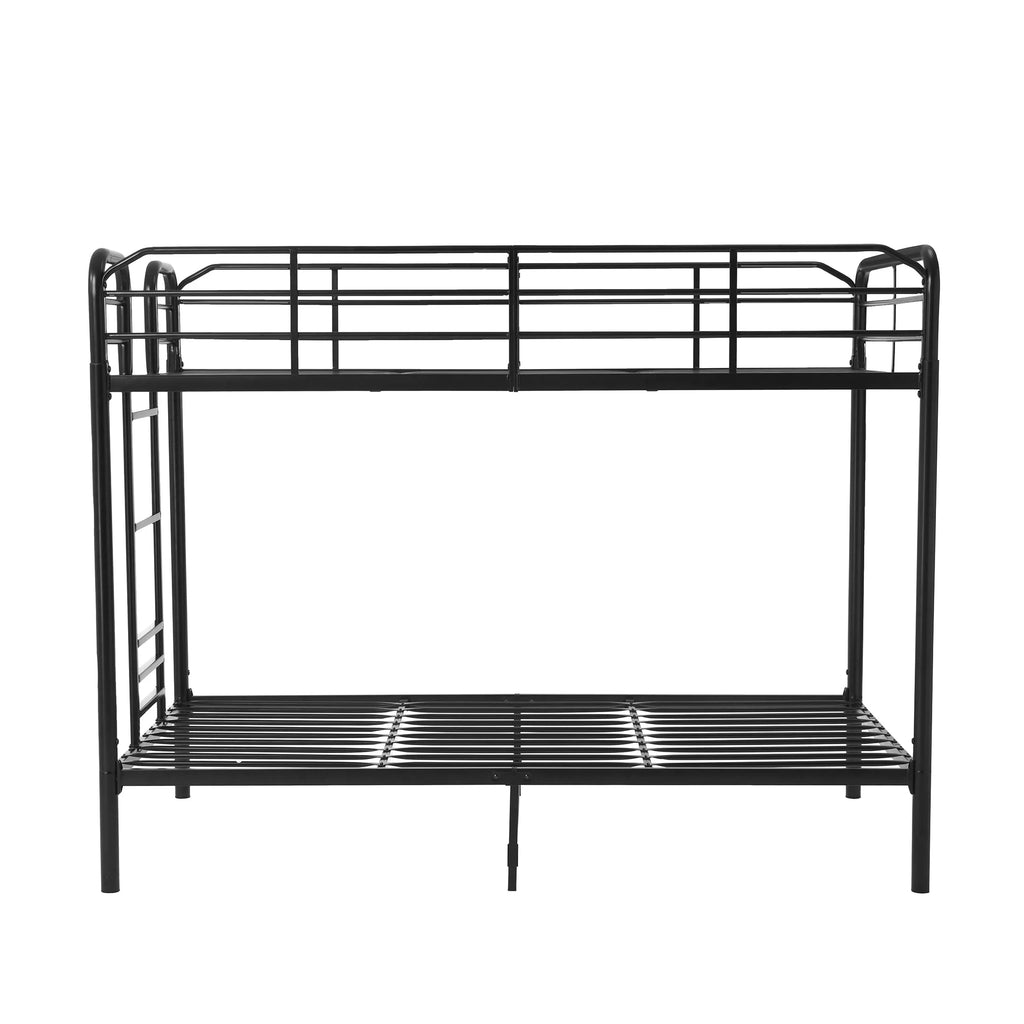 Black Metal Twin over Twin Quad Bunk Bed with Ladder and Guardrails D200415