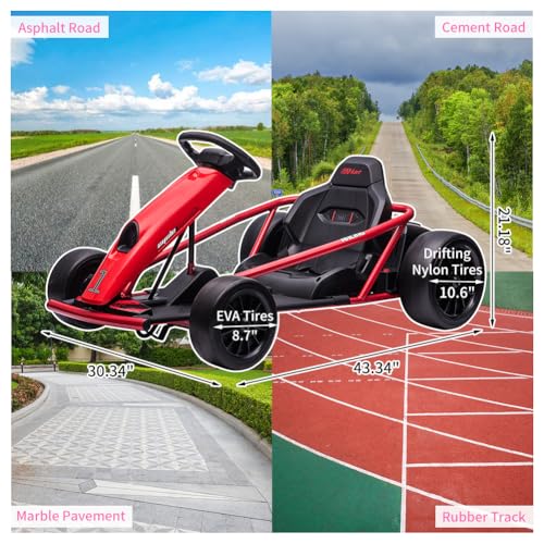 Electric Go Kart, 24V 2 x 300W 8MPH Drift Karts with Seat Belt F3605