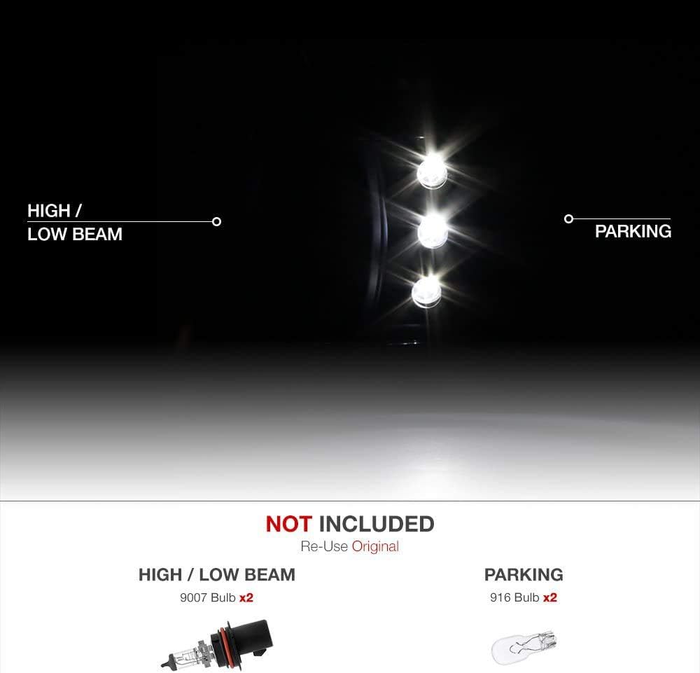Smoked Lens Headlights with Corner Marker Lamps Assembly Pair B345