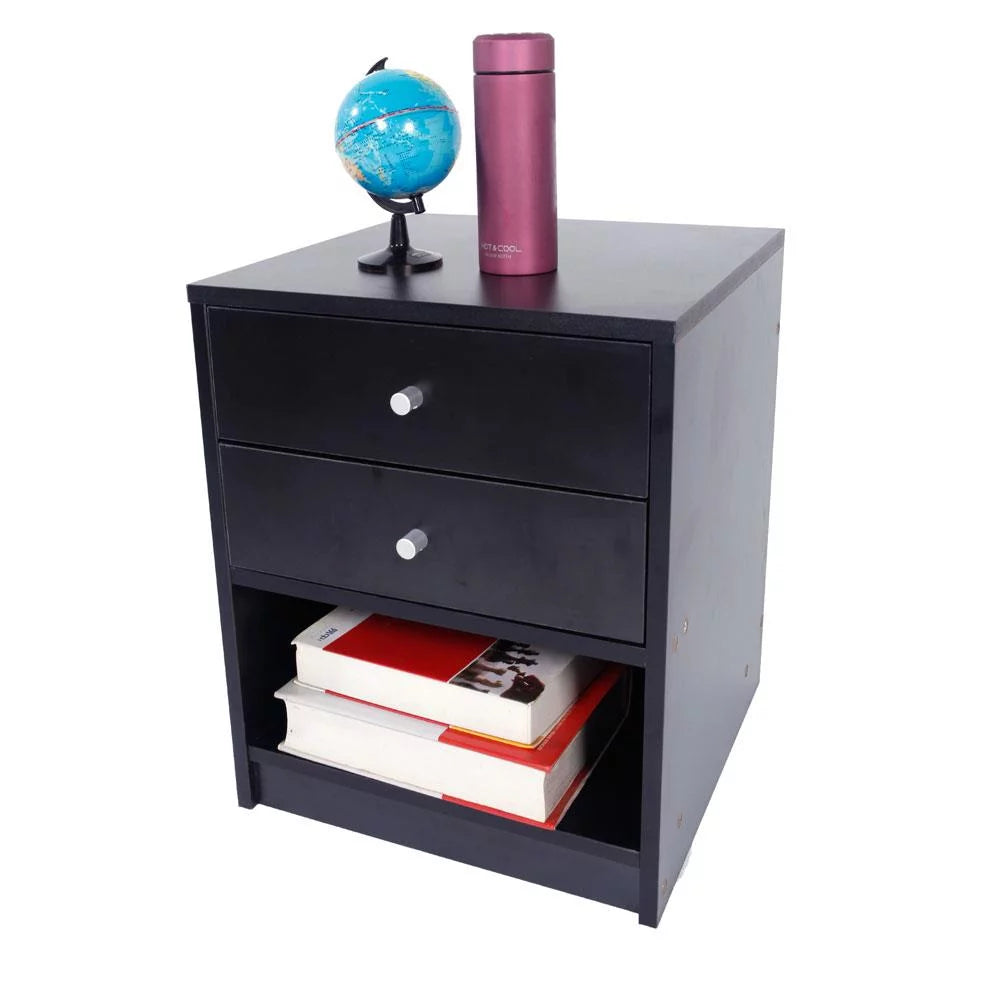2 Drawer Black Wooden Nightstand M415230