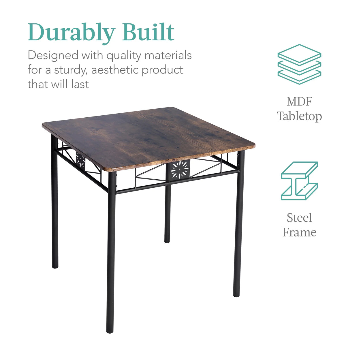 3-Piece Dining Table Set with 2 Black Chairs S8278