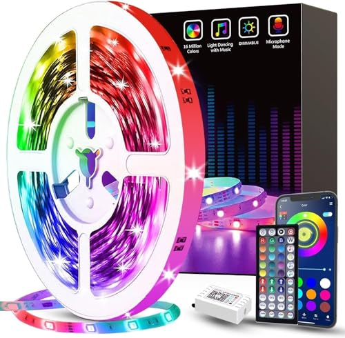 100ft Music Sync Color Changing LED Strip Lights with Remote and App Control D405635