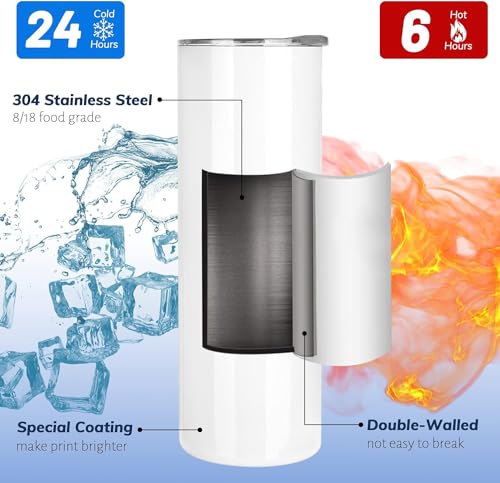 20 oz 10 Pack Stainless Steel Insulated Sublimation Tumblers with Lid and Straw O27081