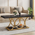 2-Tier Faux Marble Wood Coffee Table with Storage Shelf W318