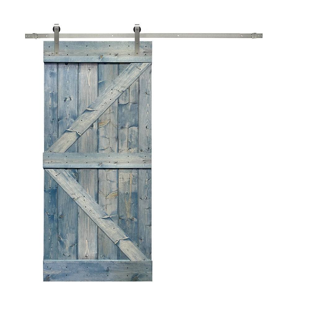 Solid Espresso Stained Knotty Pine Wood Interior Sliding Barn Door with Hardware Kit L28182
