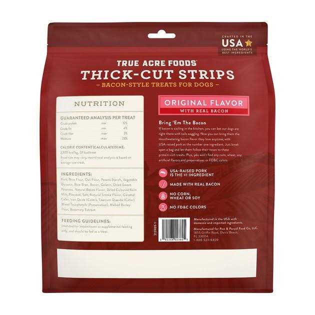 Thick Cut Strips with Real Bacon Dog Treats T508528