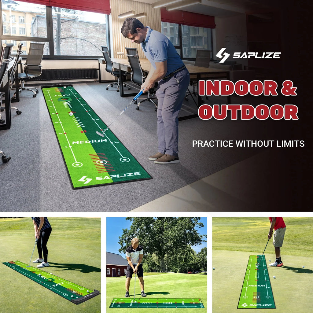 Two-Speed Golf Putting Practice Mat with Alignment Mirror W536