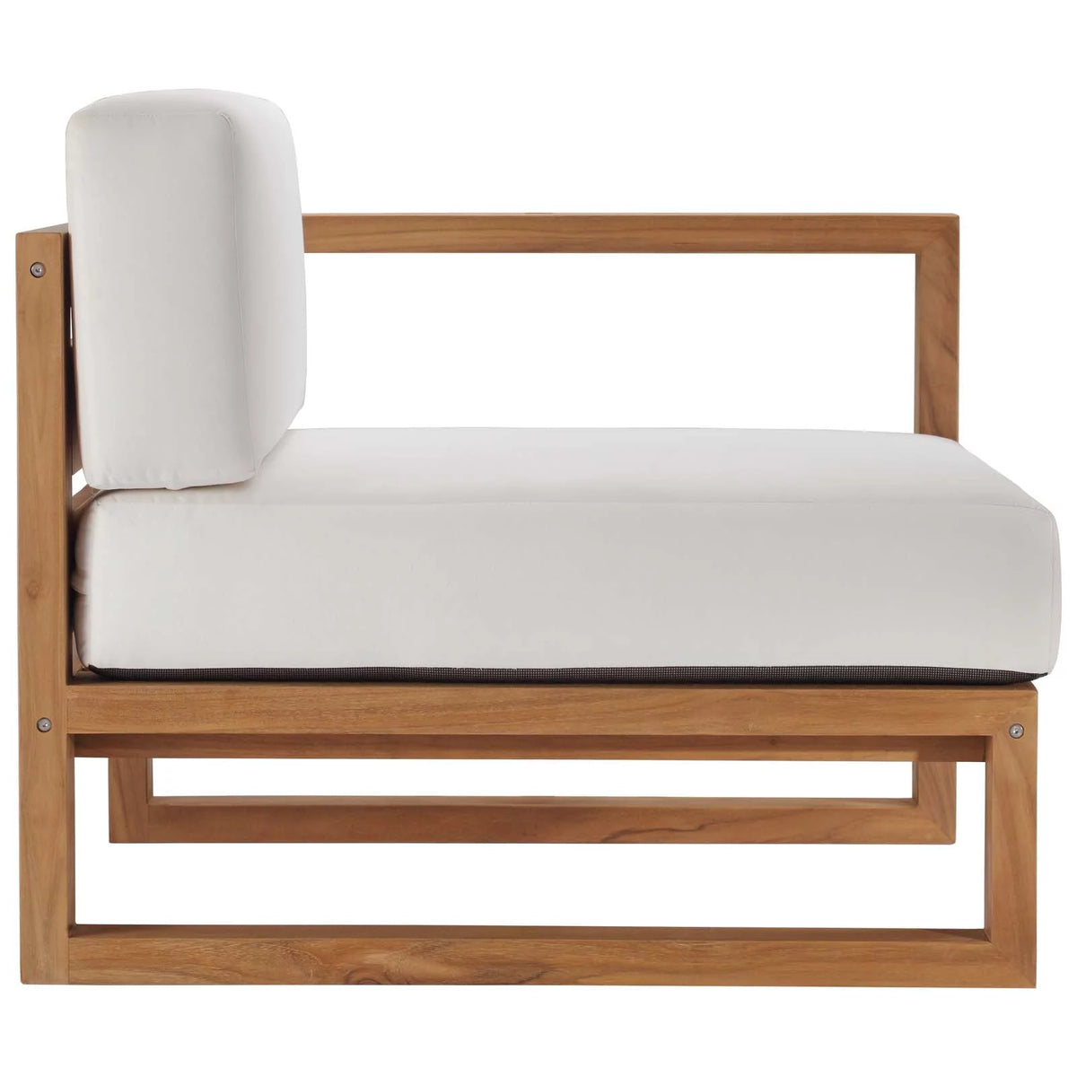 White Teak Wood Fabric Lounge Chair J883988
