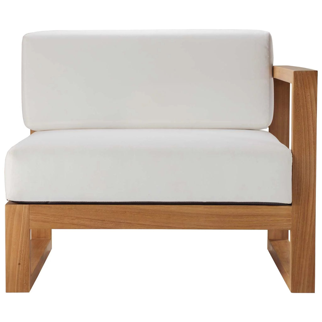 White Teak Wood Fabric Lounge Chair J883988