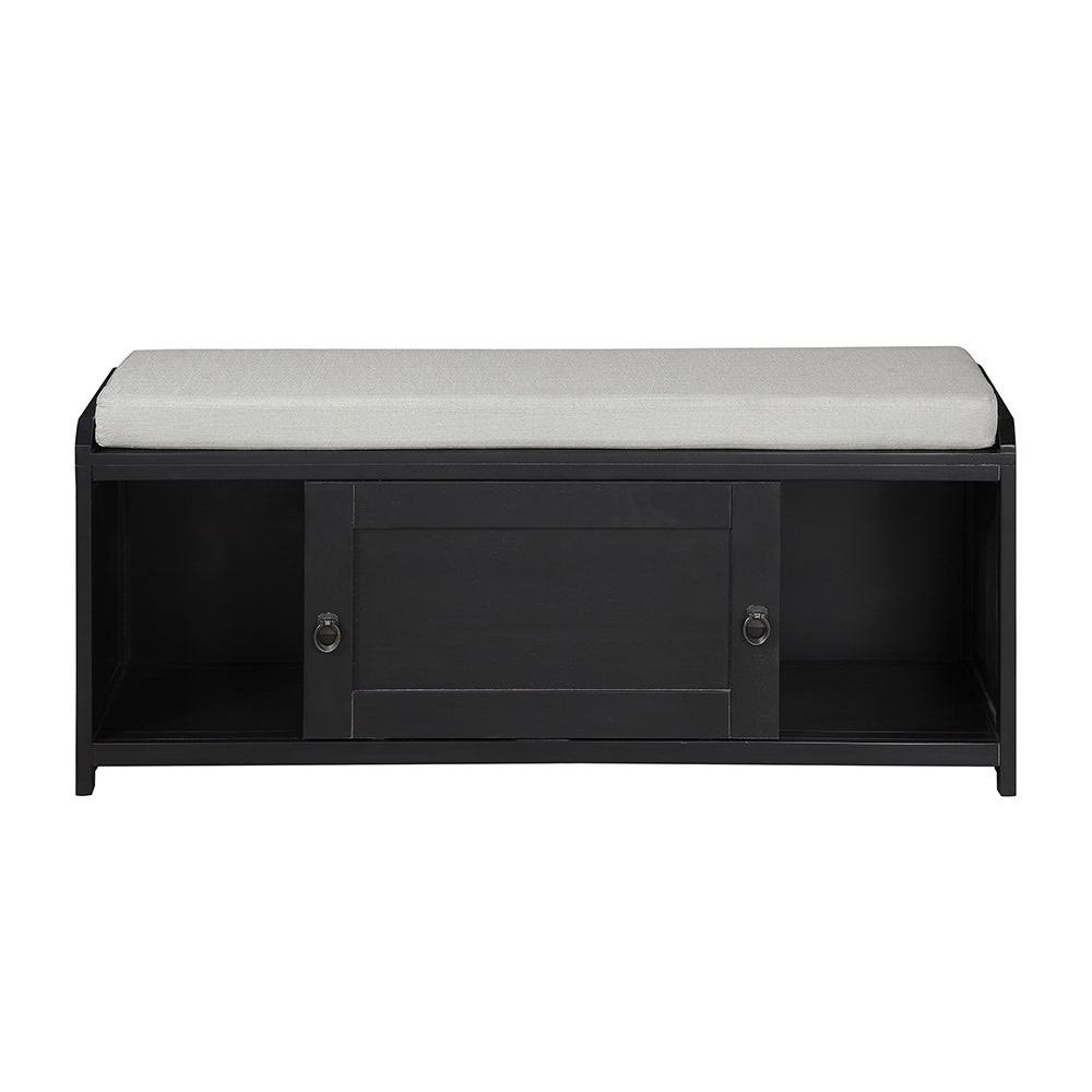 Black Wood Storage Bench with 2 Cabinets M427
