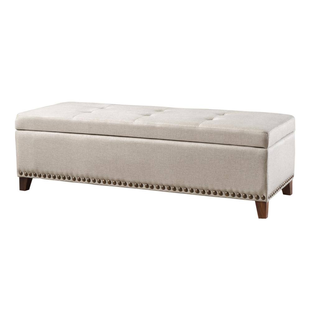 Beige Fabric Storage Ottoman O112766