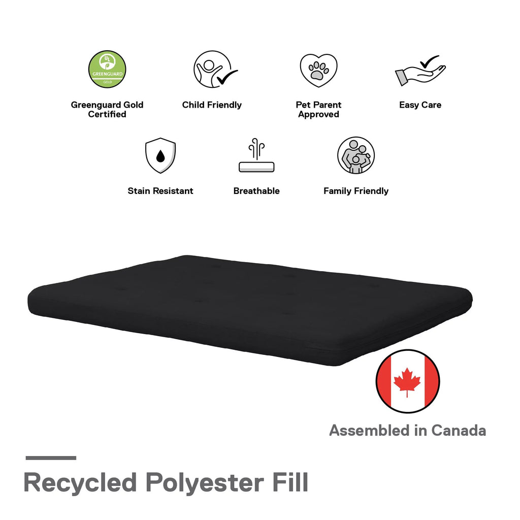 6-Inch Full Black Linen Futon Mattress O75352