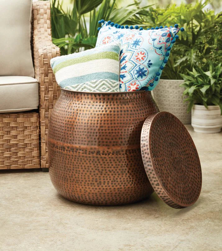 20 Hammered Finish Metal Garden Stool E290