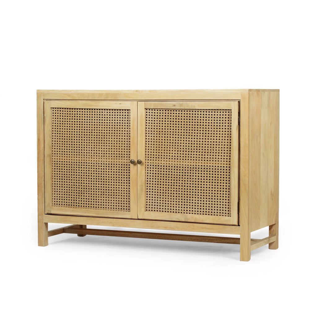 2 Door Mango Wood Cabinet with Wicker Caning W524583