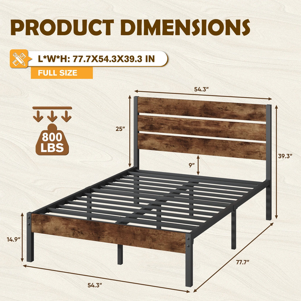Queen Bed Frame with Wood Headboard and Footboard P79779
