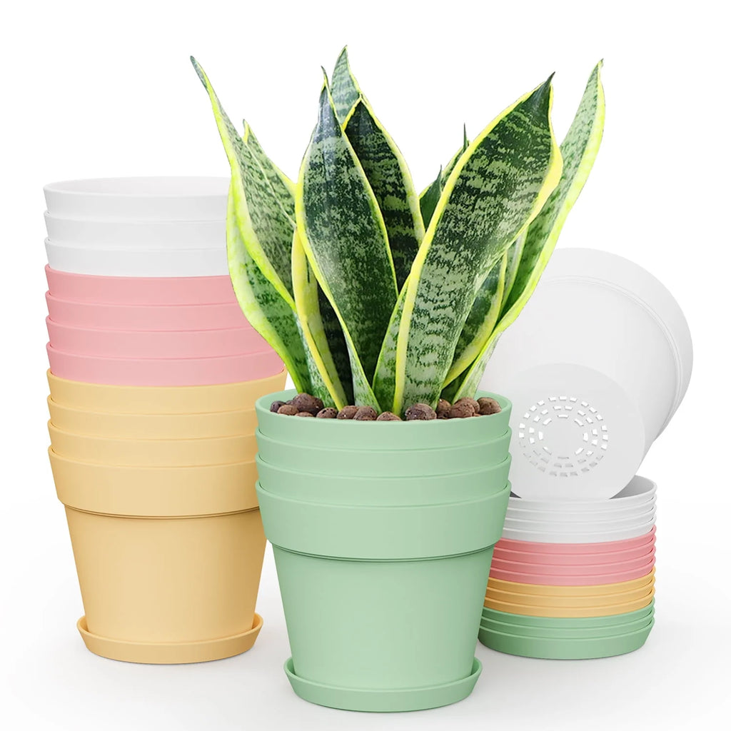 6 Inch Plastic Planters 16 Pack White V2788