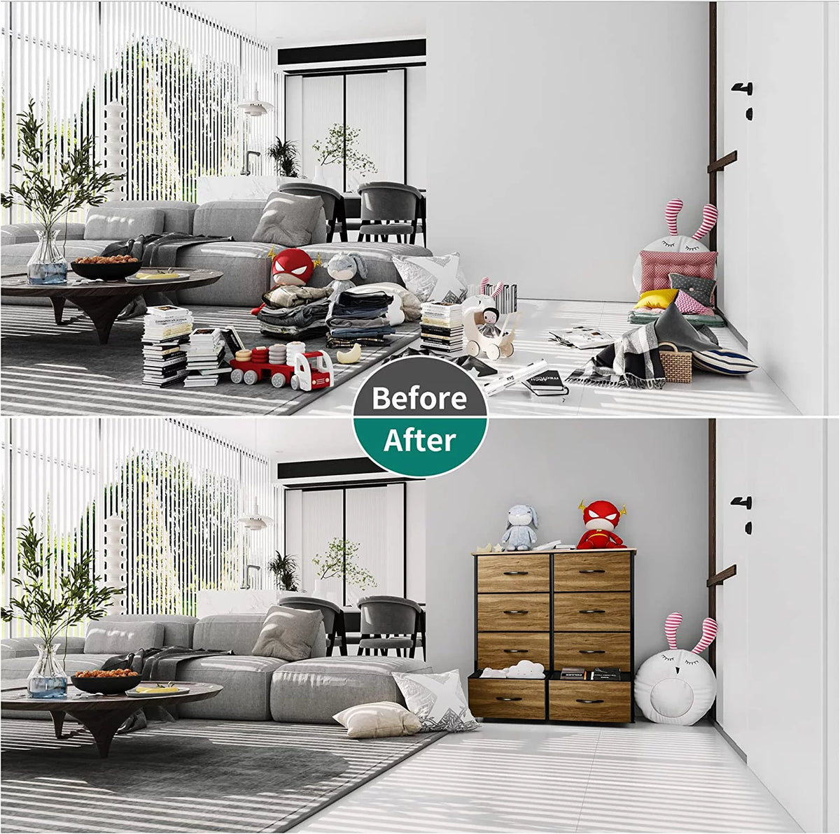 8 Drawer Fabric Dresser F15078
