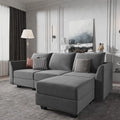 87" Convertible Sectional Sofa with Storage Seats, Grey Polyester V2529