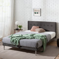 Charcoal Velvet Upholstered Queen Platform Bed Frame G523534